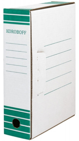 Короб архивный из гофрокартона корешок 80 мм, 322*80*240 мм, белый с зеленым - фото 4 - id-p131176468