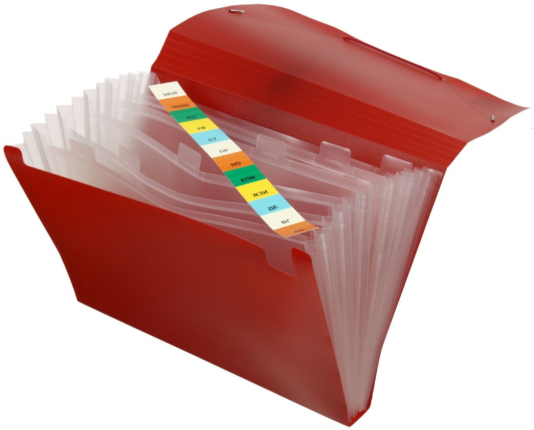 Папка пластиковая объемная 6 отделений OfficeSpace 330*240*20 мм, красная - фото 1 - id-p131175142