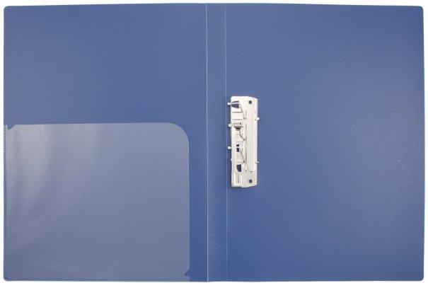 Папка пластиковая c боковым зажимом и карманом inФормат толщина пластика 0,5 мм, синяя - фото 1 - id-p131169692