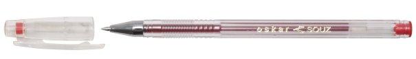 Ручка гелевая Oskar корпус прозрачный, стержень красный - фото 1 - id-p131170757