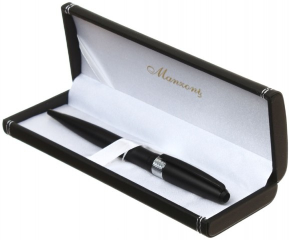 Ручка подарочная шариковая Manzoni Conti корпус черный матовый металл - фото 2 - id-p131175158