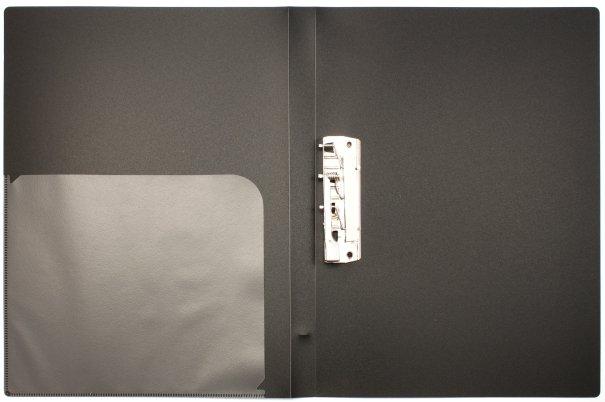 Папка пластиковая c боковым зажимом и карманом inФормат толщина пластика 0,5 мм, черная - фото 1 - id-p131169693