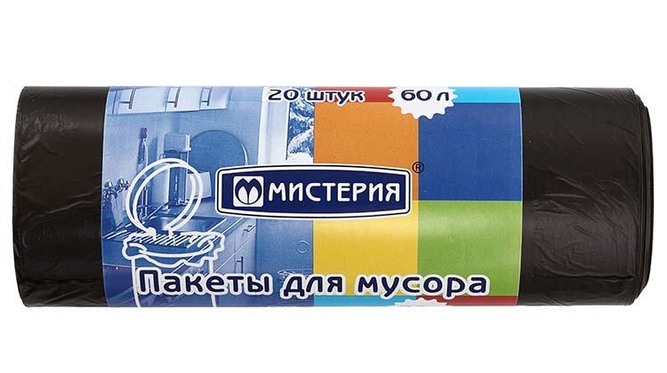 Пакеты для мусора «Мистерия» 60 л, 20 шт., черные - фото 1 - id-p131171847