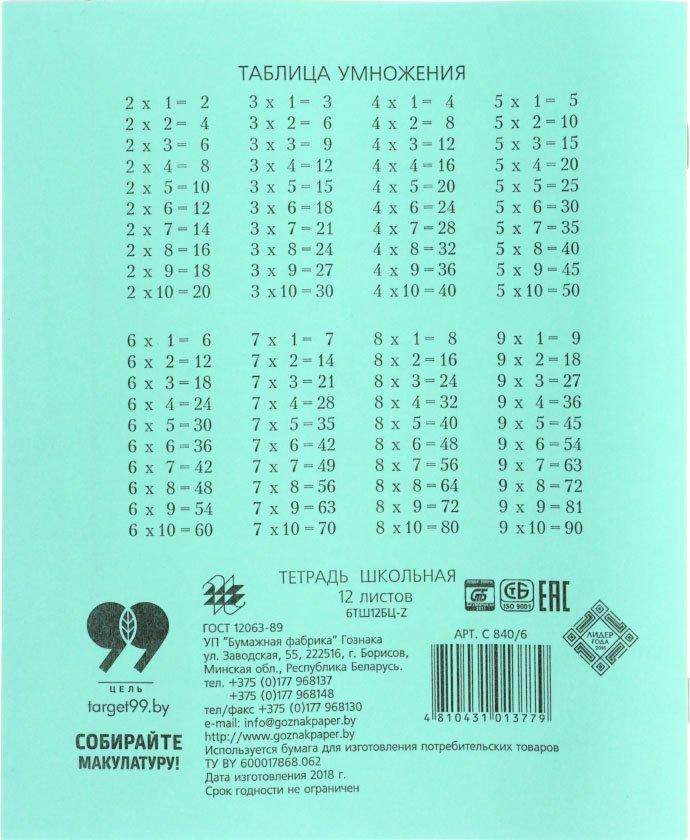 Тетрадь школьная А5, 12 л. на скобе «Гознак Борисов» 170*205 мм, крупная клетка, светло-зеленая - фото 3 - id-p131171848