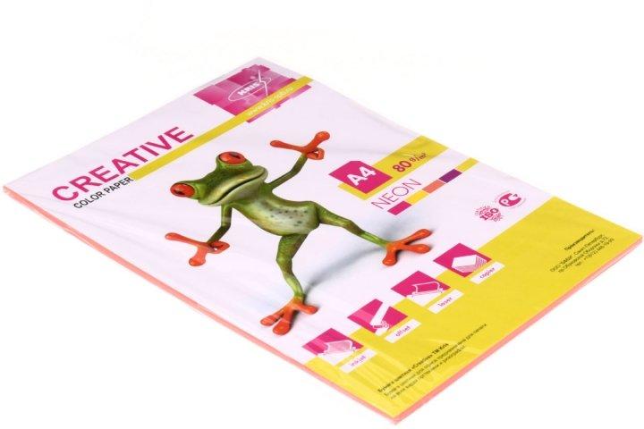 Бумага офисная цветная Kris Creative Neon А4 (210*297 мм), 80 г/м2, 50 л., неон, розовая - фото 1 - id-p131174105