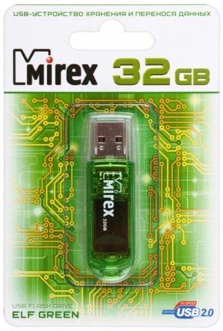 Флэш-накопитель Mirex Elf 32Gb, USB 2.0, корпус прозрачно-зеленый - фото 1 - id-p131172961