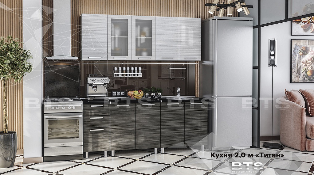Кухня Титан - 2,0м - Серый / МДФ Титан - фото 1 - id-p131178653