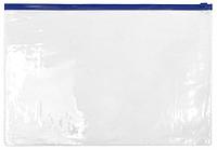 Папка-конверт пластиковая на молнии inФормат А4+ 335*223 мм, толщина пластика 0,18 мм, прозрачная с синей