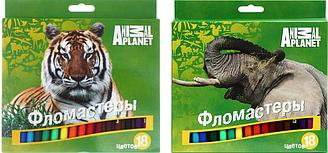 Фломастеры Animal Planet 18 цветов, толщина линии 1-2 мм, вентилируемый колпачок, ассорти