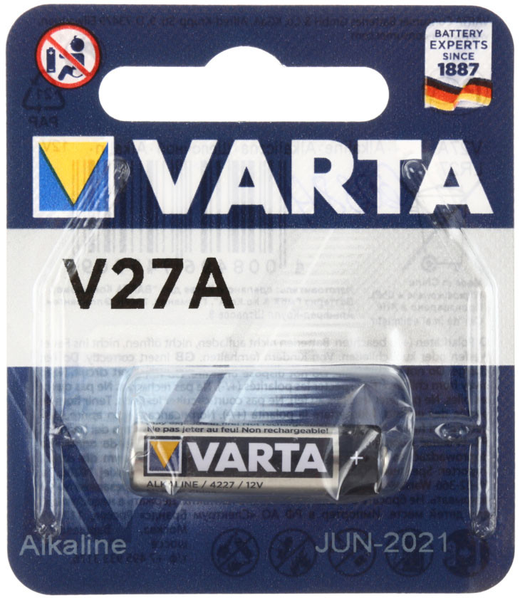Батарейка щелочная Varta 12V, V27A - фото 2 - id-p131175232