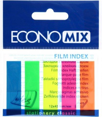 Закладки-разделители пластиковые с липким краем Economix 12*45 мм, 25 л.*5 цветов, неон - фото 1 - id-p131172980