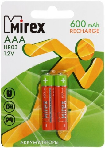 Аккумулятор Mirex AAA, 1.2V, 600 mAh (2 шт. в упаковке) - фото 1 - id-p131175247