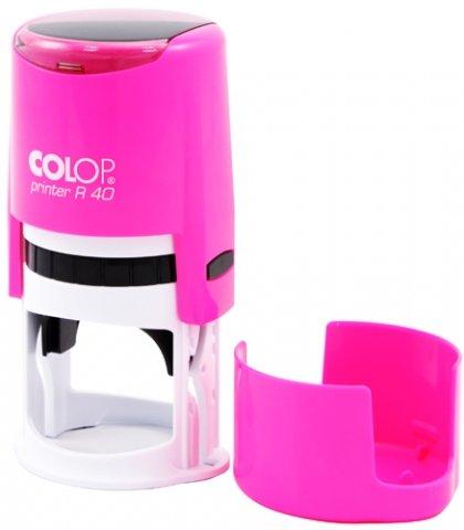 Автоматическая оснастка Colop R40 в боксе для клише печати &#248;40 мм, корпус неон розовый - фото 1 - id-p131174191