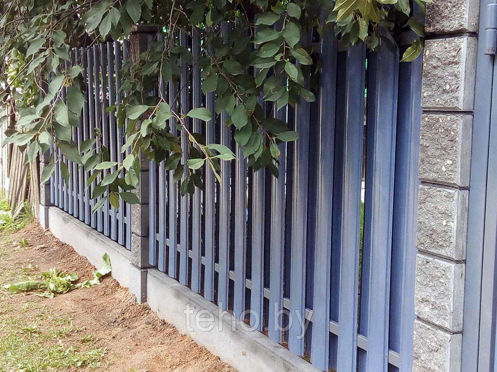 Забор на сборном фундаменте под ключ (металлоштакетник ЛАГУНА, двойная зашивка, декоративные столбы) - фото 7 - id-p131179334