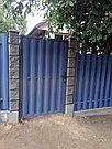 Забор на сборном фундаменте под ключ (металлоштакетник ЛАГУНА, двойная зашивка, декоративные столбы), фото 8