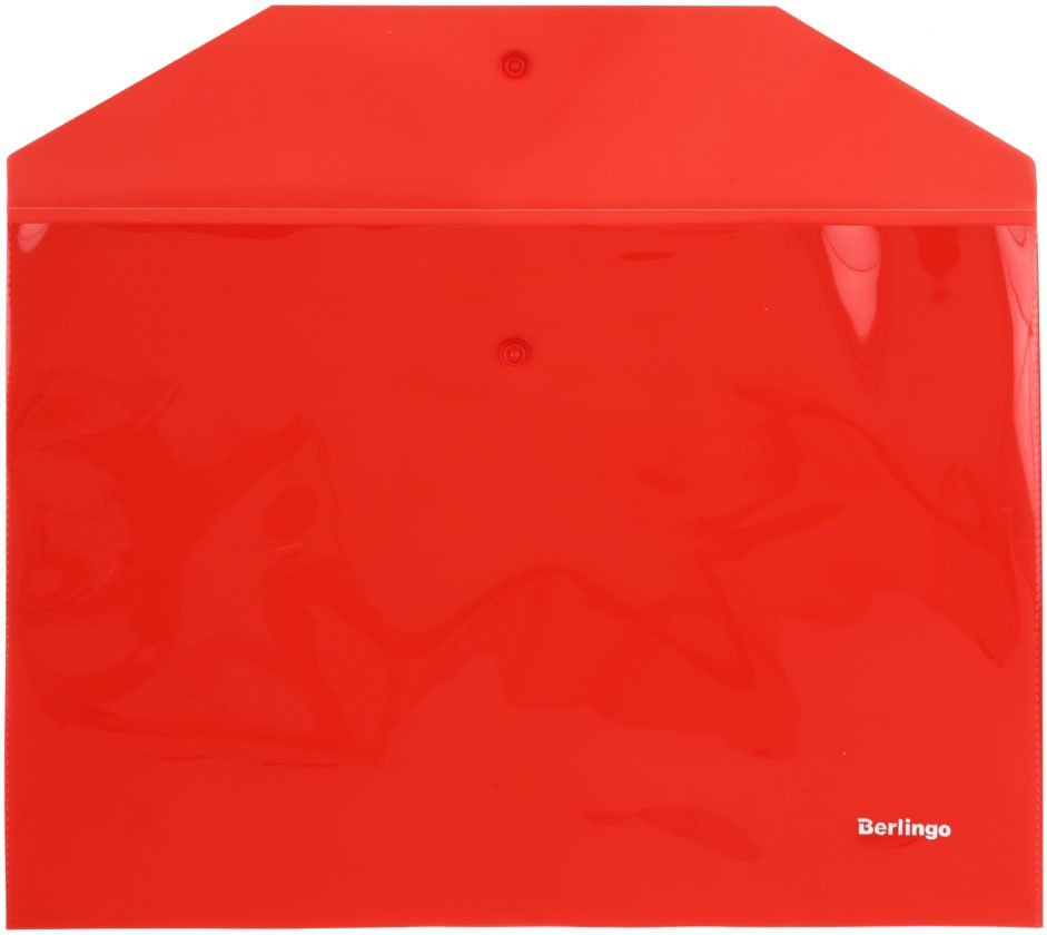 Папка-конверт пластиковая на кнопке Berlingo А4+ толщина пластика 0,18 мм, красная - фото 3 - id-p131174202