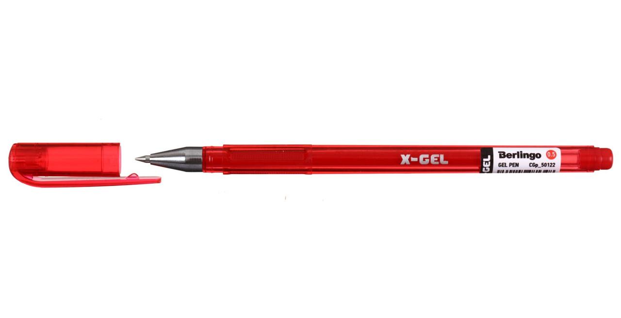 Ручка гелевая Berlingo X-Gel корпус красный, стержень красный - фото 2 - id-p131174208
