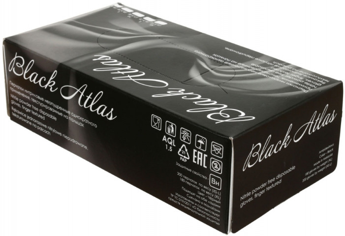 Перчатки нитриловые Black Atlas размер S, 100 пар (200 шт), черные - фото 2 - id-p131176642