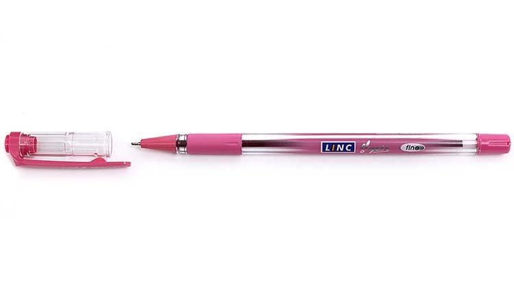 Ручка шариковая Linc Glycer корпус прозрачный, стержень розовый - фото 1 - id-p131169868
