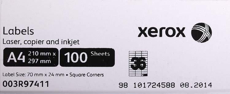 Бумага самоклеящаяся для изготовления этикеток Xerox А4, 36 шт., 70*24,75 мм, 100 л. - фото 1 - id-p131170952