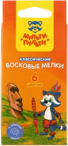 Мелки восковые «Енот на острове Пасхи» 6 цветов, 6 шт., диаметр 8 мм, длина 90 мм - фото 2 - id-p131175371