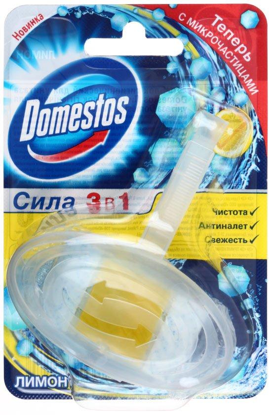 Блок для унитаза в пластиковом подвесе Domestos 40 г, «Лимон» - фото 2 - id-p131173107