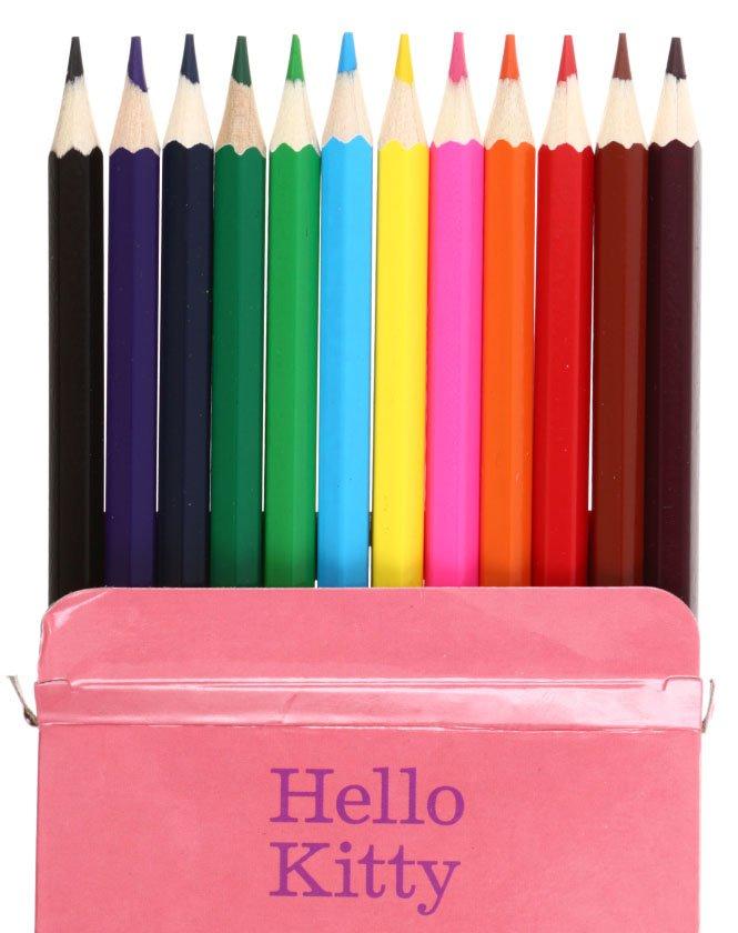Карандаши цветные Hello Kitty 12 цветов, длина 175 мм, ассорти - фото 1 - id-p131173142