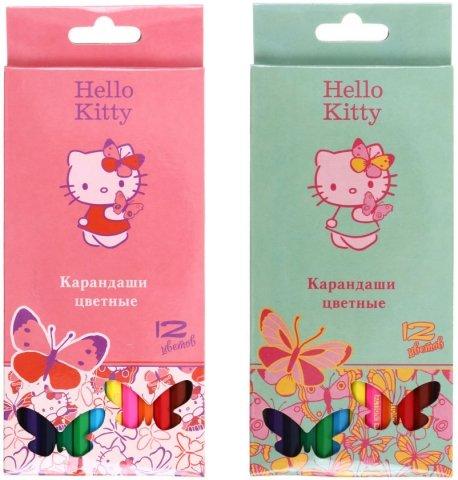 Карандаши цветные Hello Kitty 12 цветов, длина 175 мм, ассорти - фото 2 - id-p131173142