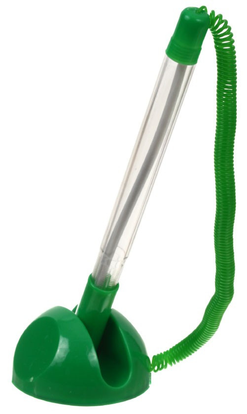 Ручка шариковая на подставке «Луна» корпус прозрачный + зеленый, стержень синий - фото 3 - id-p131169989