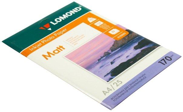 Бумага для струйной фотопечати матовая двусторонняя Lomond А4 (210*297 мм), 170 г/м2, 25 л. - фото 1 - id-p131171042