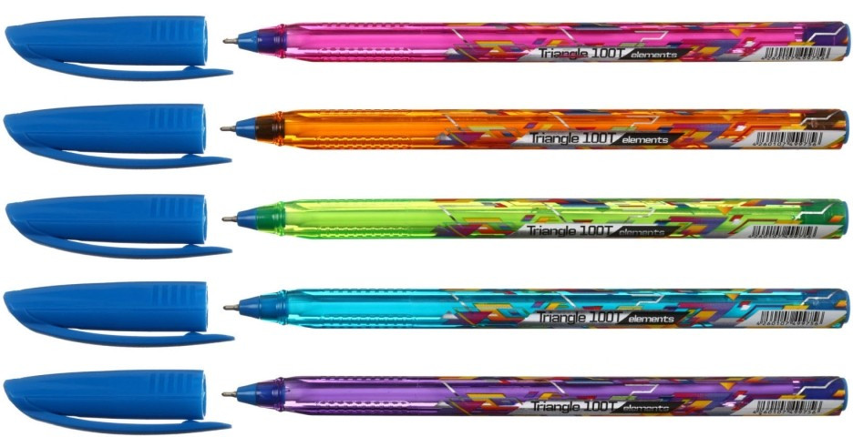 Ручка шариковая одноразовая Berlingo Triangle 100T Elements корпус ассорти, стержень синий - фото 1 - id-p131175489