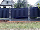 Забор на сборном фундаменте под ключ (металлоштакетник RAL 7024, двойная зашивка, декоративные столбы), фото 7
