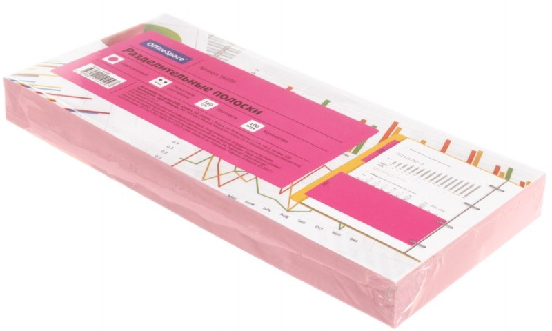 Разделители для регистраторов картонные OfficeSpace 105*230 мм, 100 шт., розовые - фото 1 - id-p131175529