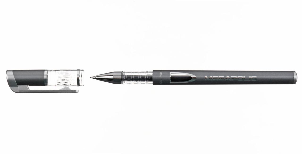 Ручка гелевая ErichKrause Megapolis корпус серебристый металлик, стержень черный - фото 1 - id-p131171144