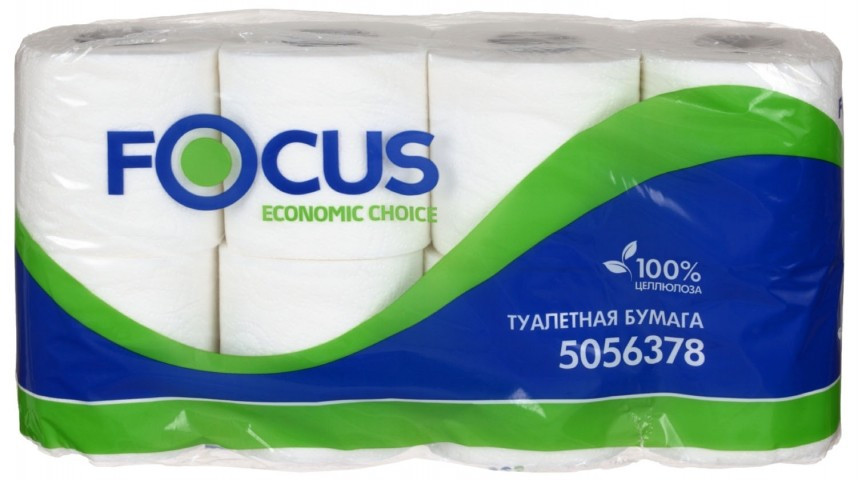 Бумага туалетная Focus 8 рулонов, ширина 90 мм, Economic, белая - фото 1 - id-p131175546