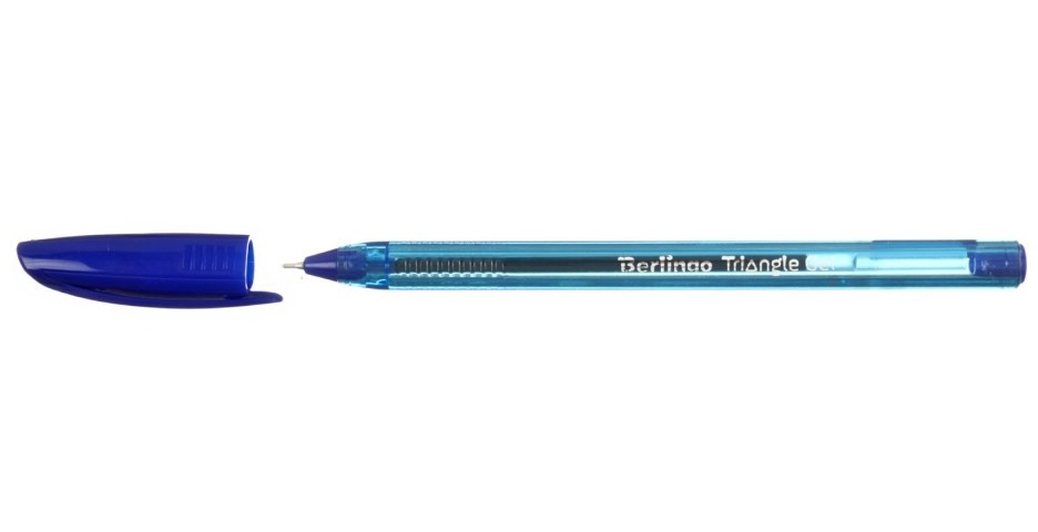 Ручка гелевая одноразовая Berlingo Triangle Gel корпус прозрачный голубой, стержень синий - фото 1 - id-p131175548