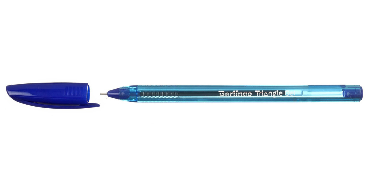 Ручка гелевая одноразовая Berlingo Triangle Gel корпус прозрачный голубой, стержень синий - фото 2 - id-p131175548