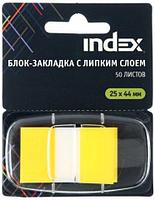 Закладки-разделители пластиковые с липким краем Index 25*44 мм, 50 л., желтые