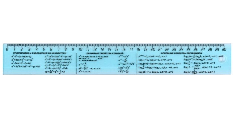 Линейка пластиковая «Юниопт» 30 см, алгебраическая, прозрачная голубая - фото 1 - id-p131173306