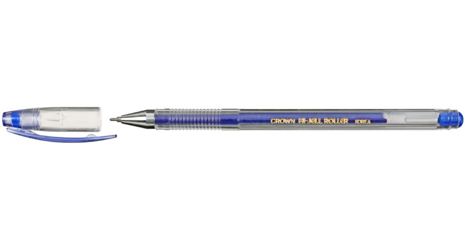 Ручка гелевая Crown Hi-Jell Needle корпус прозрачный, стержень синий - фото 1 - id-p131176906