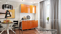 Кухня Блестки Оранж - 1,5м - Серый / Блестки Оранж