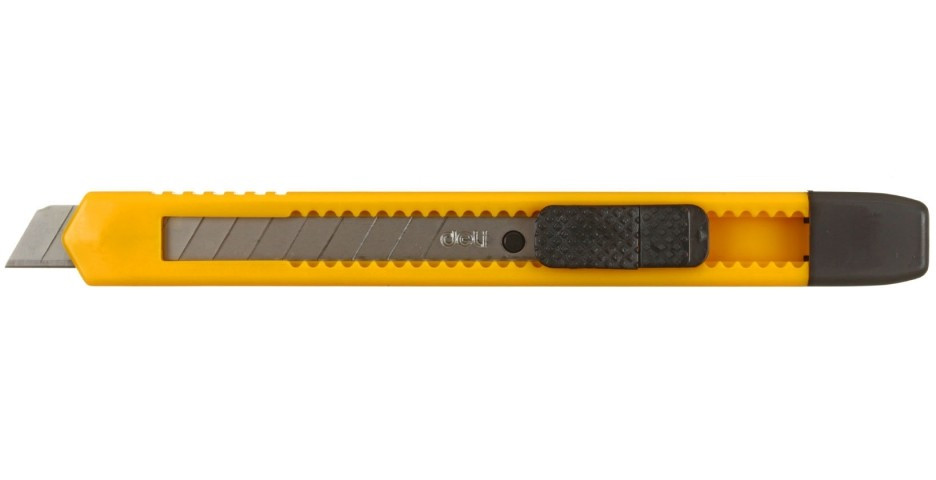 Нож канцелярский Deli ширина лезвия 9 мм, желтый - фото 2 - id-p131175624