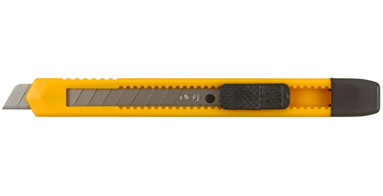 Нож канцелярский Deli ширина лезвия 9 мм, желтый - фото 3 - id-p131175624