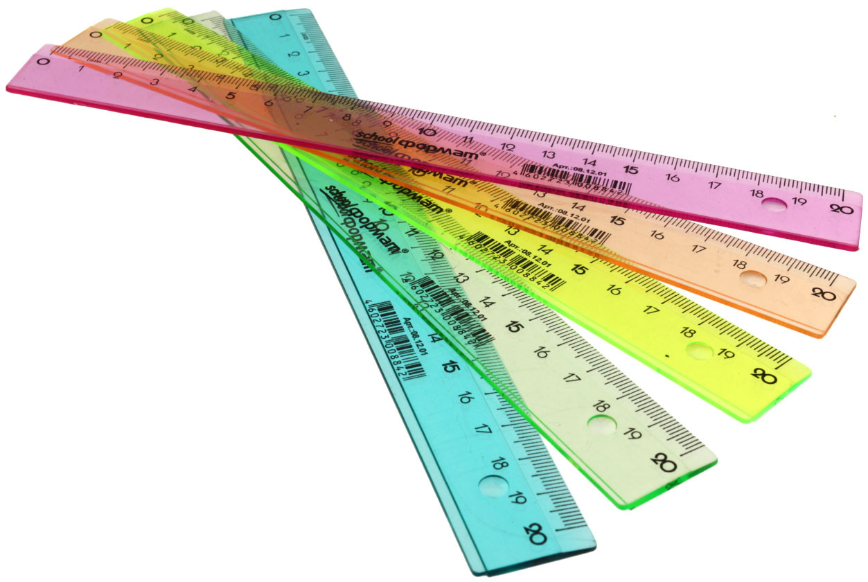 Линейка пластиковая schoolФормат 20 см, прозрачная цветная, ассорти (цена за 1 шт.) - фото 1 - id-p131170247