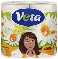 Бумага туалетная Veta Aroma 4 рулона, «Ромашка», белая