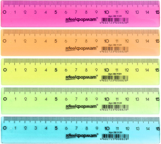 Линейка пластиковая schoolФормат 15 см, прозрачная цветная, ассорти (цена за 1 шт.) - фото 2 - id-p131170270