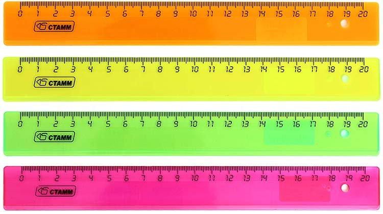 Линейка пластиковая «Стамм» 20 см, прозрачная цветная, ассорти (цена за 1 шт.) - фото 1 - id-p131171324