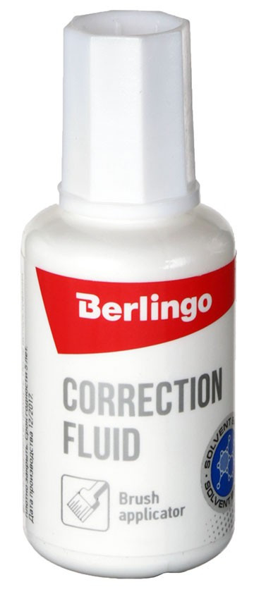 Корректирующая жидкость Berlingo 20 мл, на спиртовой основе, с кисточкой - фото 2 - id-p131174672