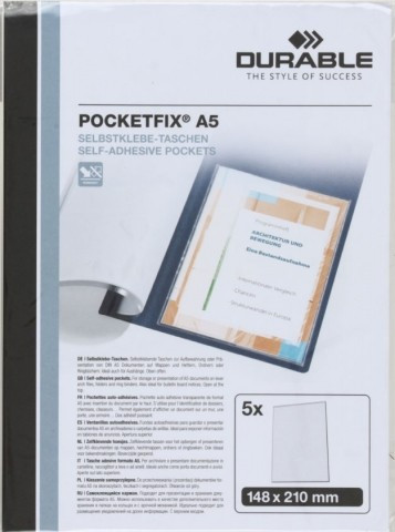 Кармашки самоклеящиеся Pocketfix А5 (148*210 мм), 5 шт., прозрачные - фото 2 - id-p131174693