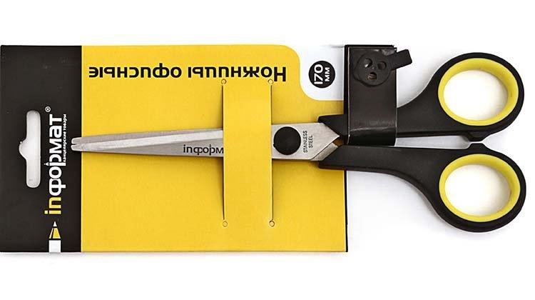 Ножницы канцелярские inФормат 170 мм, ручки черные с желтым - фото 3 - id-p131170356
